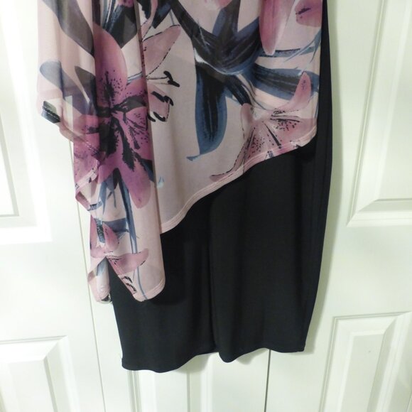 NWT LE CHATEAU black dress with pink and purple chiffon flowy floral layer - Picture 10 of 10